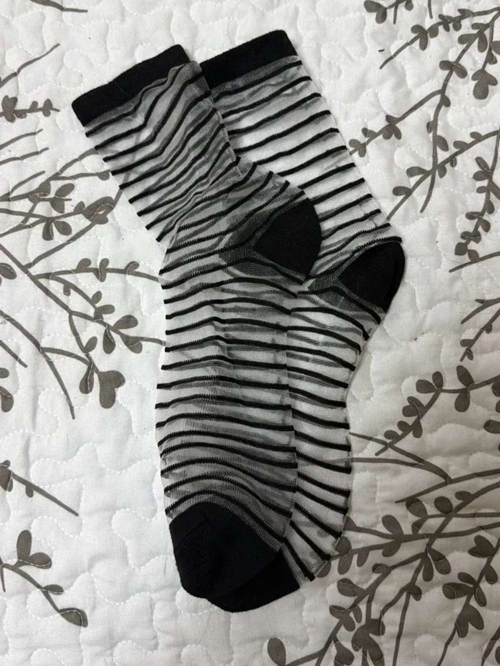 Black Sheer Stripe Socks